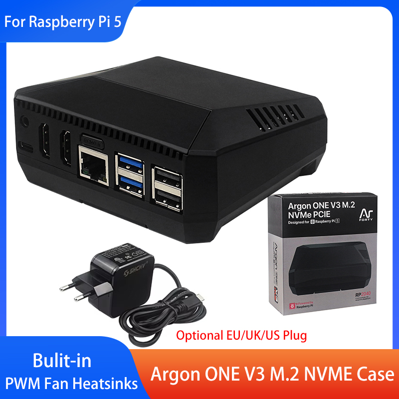 Pi 5 Case - Boîtier Argon ONE V3 M.2 NVME,